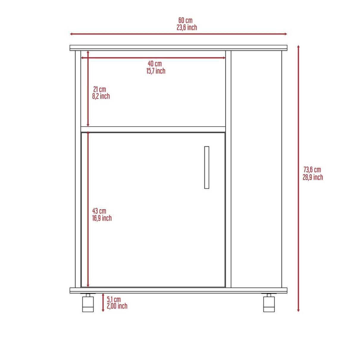 60 cm 23.6 inch  
40 cm 15.7 inch  
21 cm 8.2 inch  
73.6 cm 28.9 inch  
43 cm 16.9 inch  
5.1 cm 2.00 inch