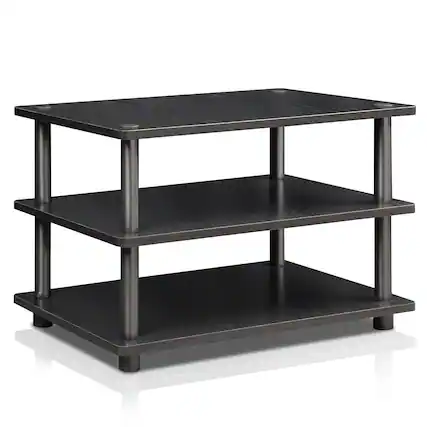 Front. Furinno - Turn-N-Tube Easy Assembly 3-Tier Corner TV Stand - Black/Black.