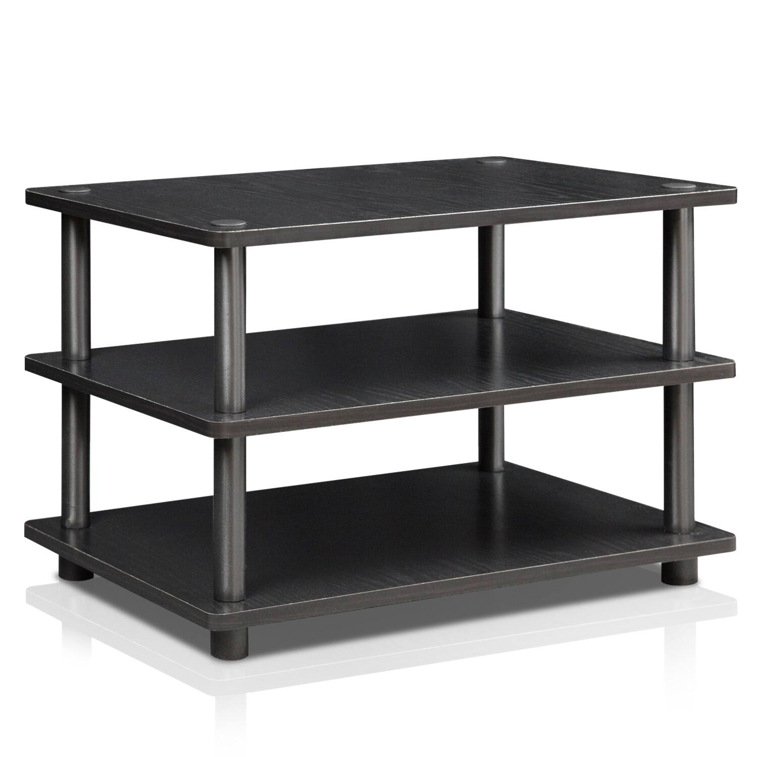 Front. Furinno - Turn-N-Tube Easy Assembly 3-Tier Corner TV Stand - Black/Black.