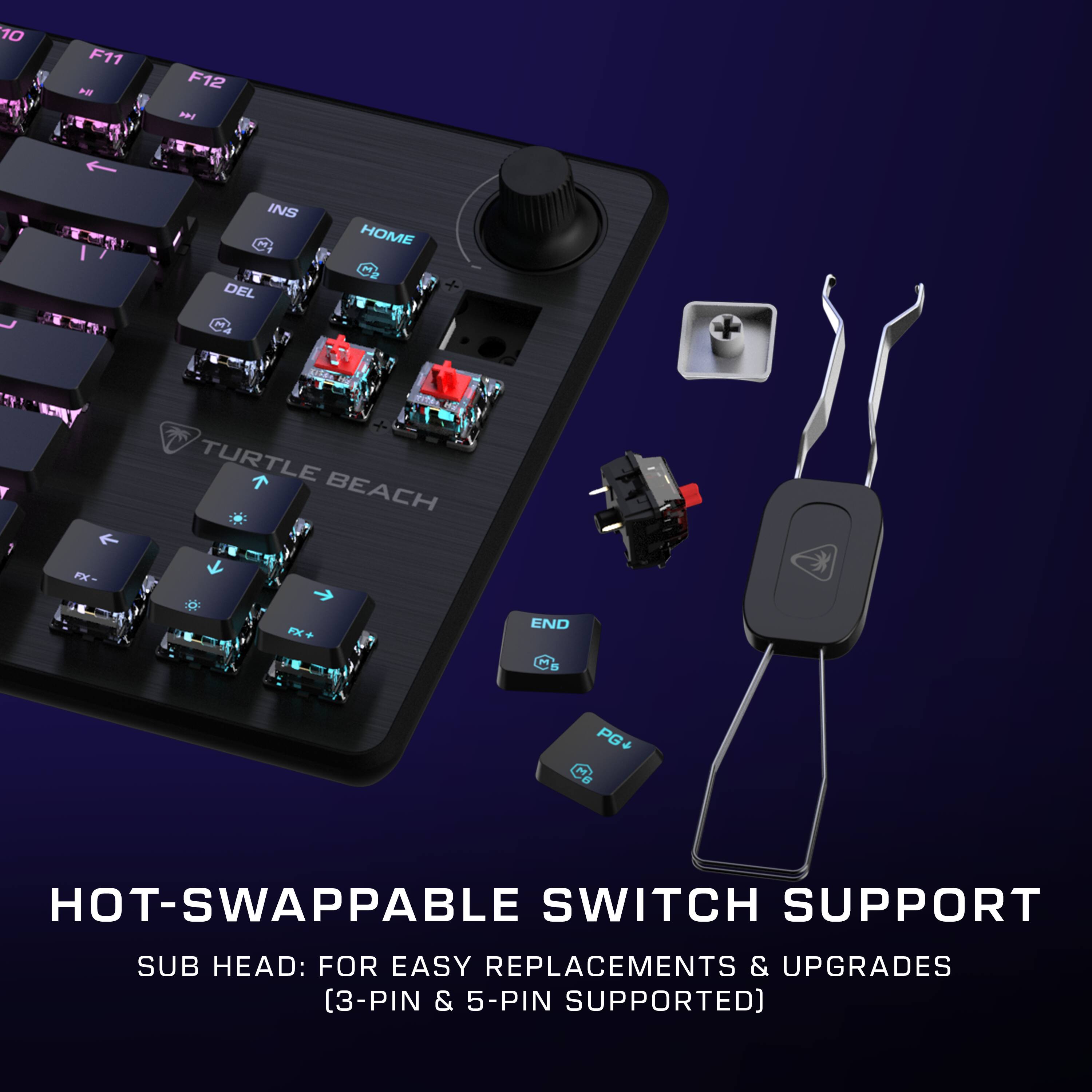 HOT-SWAPPABLE SWITCH SUPPORT  
SUB HEAD: FOR EASY REPLACEMENTS & UPGRADES  
[3-PIN & 5-PIN SUPPORTED]