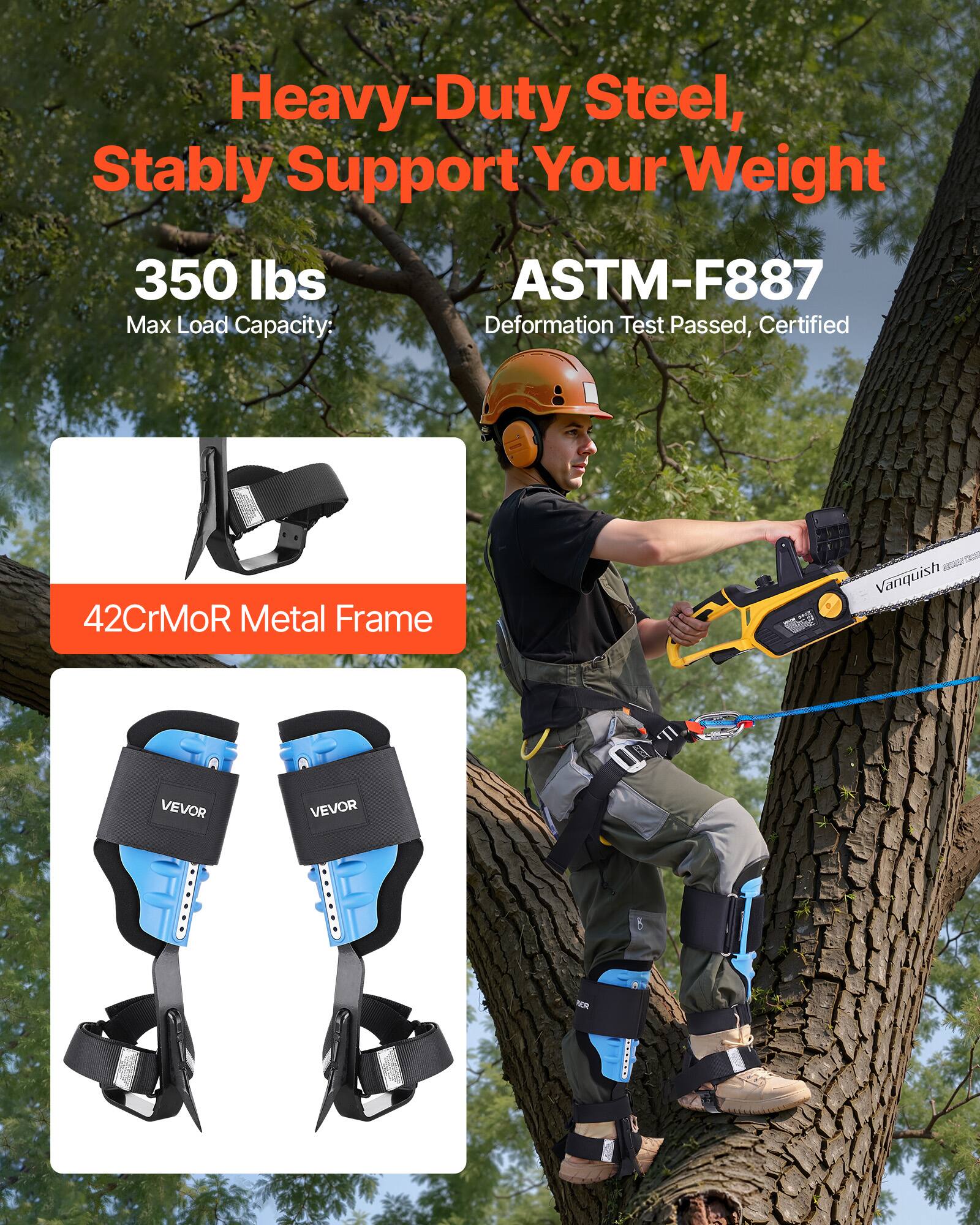 Heavy-Duty Steel, Stably Support Your Weight  
350 lbs Max Load Capacity: ASTM-F887 Deformation Test Passed, Certified  
42CrMoR Metal Frame  
VEVOR