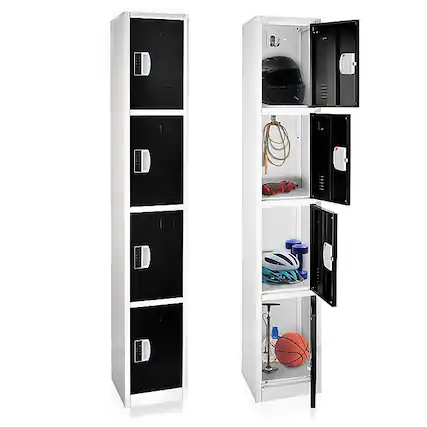 Front. AdirOffice - Storage Locker 629-Series 72" H 4-Tier Steel Digital Lock 4-Shelf Locker - Black.