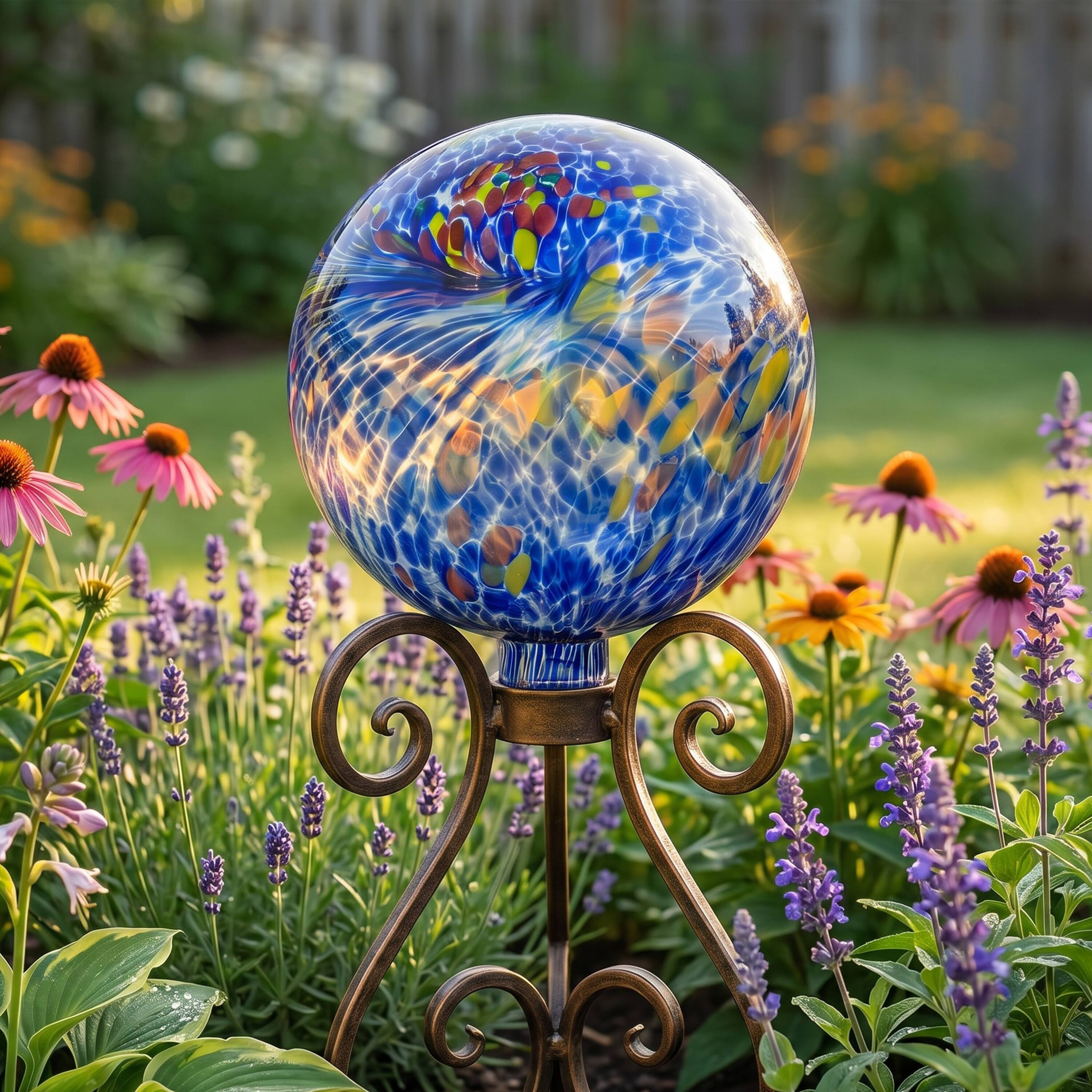 Alt View 5. Sunnydaze - Glass Gazing Globe - 10 in - Primary Color Burst.