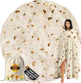 Zulay Kitchen - Zulay Giant Double Sided Tortilla Blanket with Drawstring Bag - Novelty Blanket for Adults & Kids (71 Inches) - Yellow
