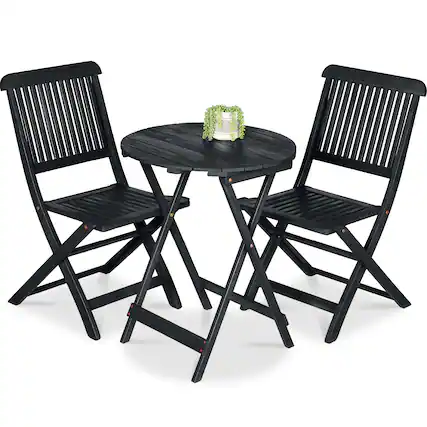 Front. Best Choice Products - Best Choice Products 3-Piece Acacia Wood Bistro Set, Folding Patio Furniture w/ 2 Chairs, Table - Charcoal - Charcoal.