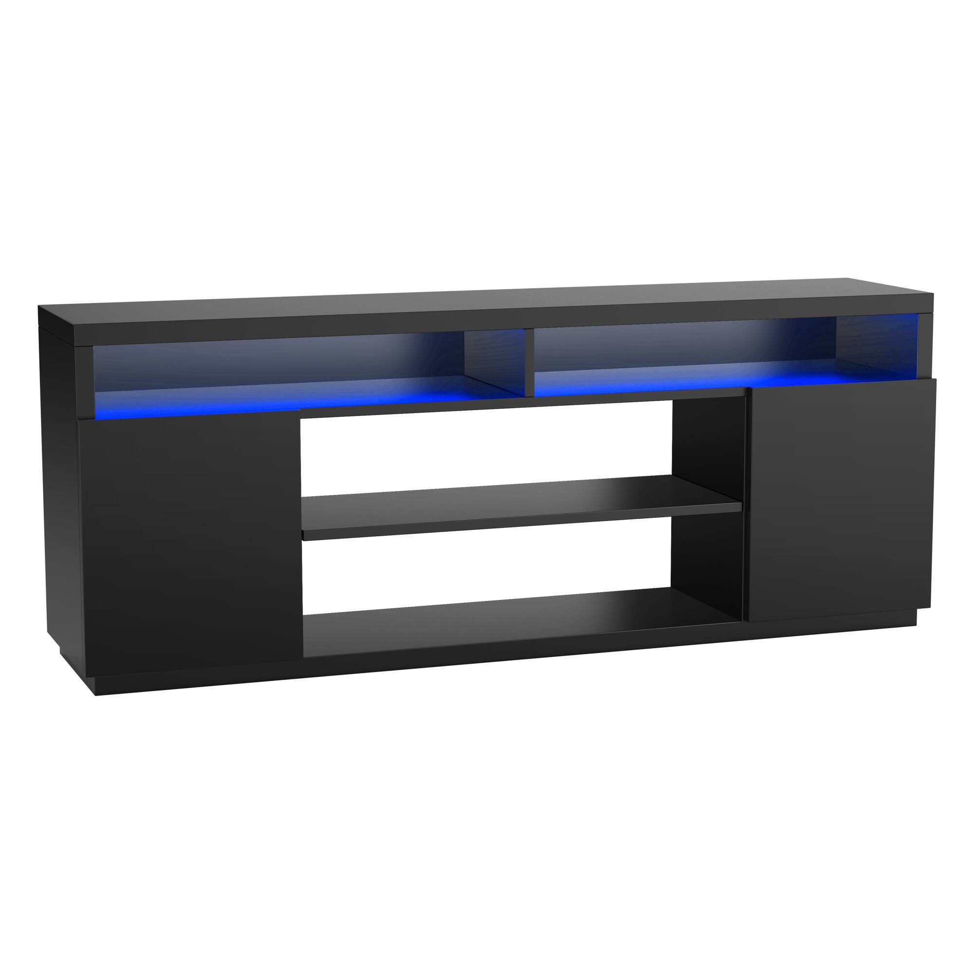Alt View 7. Ihomeadore - 68" White LED TV Stand Media Console with Adjustable Open Shelves for TVs up to 78" - White.