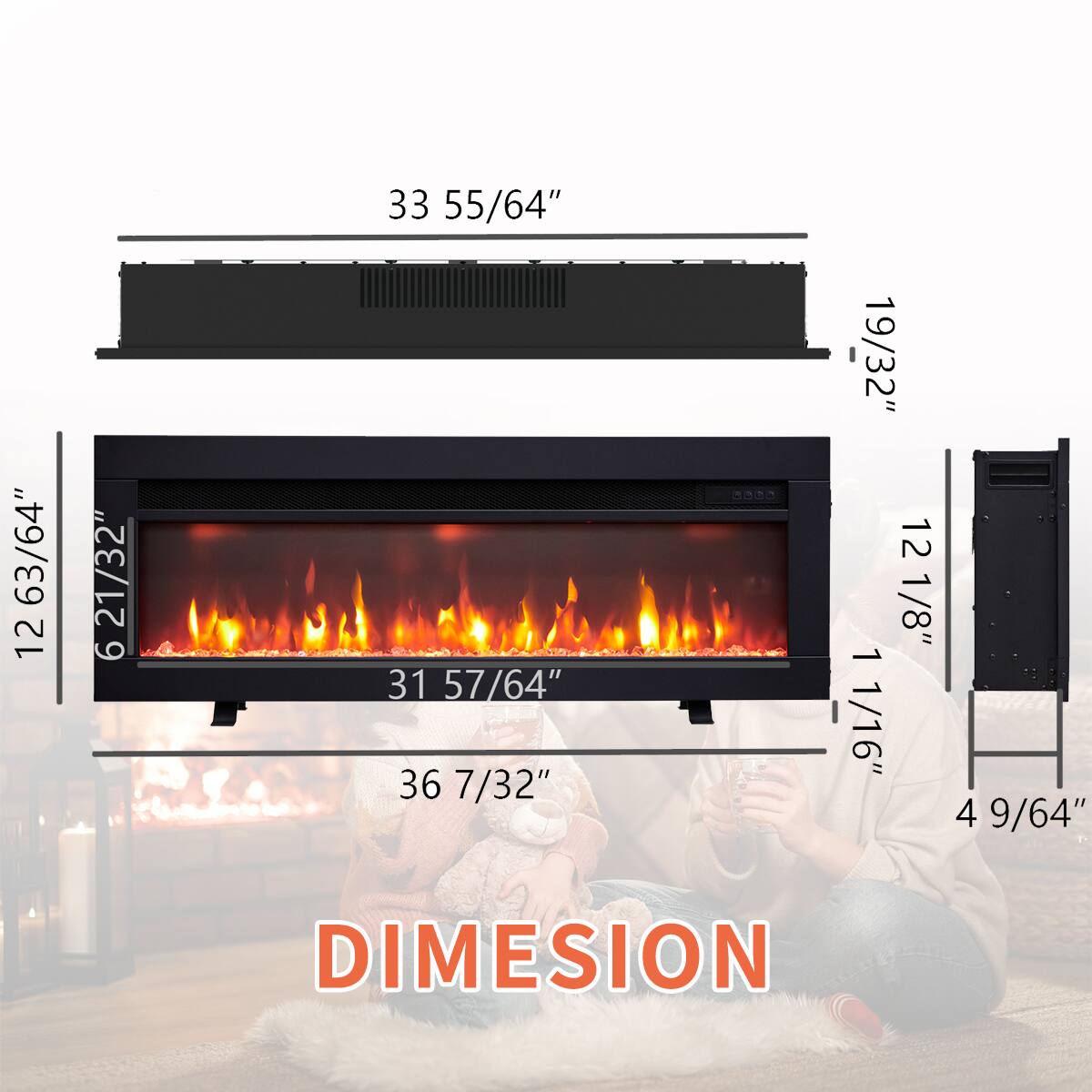 - 33 55/64"
- 19/32"
- 12 21/32"
- 12 63/64"
- 31 57/64"
- 36 7/32"
- 1 1/8"
- 1 1/16"
- 4 9/64"