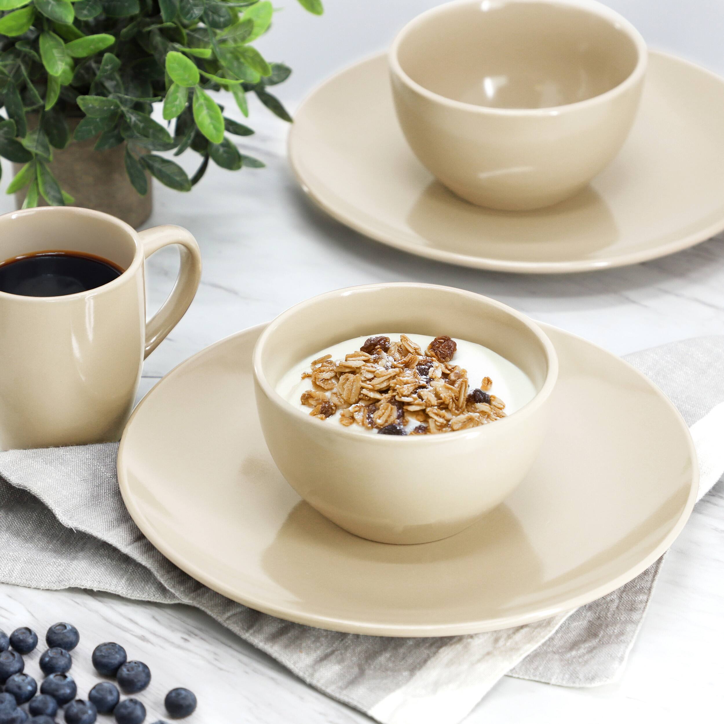 Alt View 7. Gibson - Gibson Home Everyday Plus 12 Piece Stoneware Dinnerware Set in Cream - Cream.