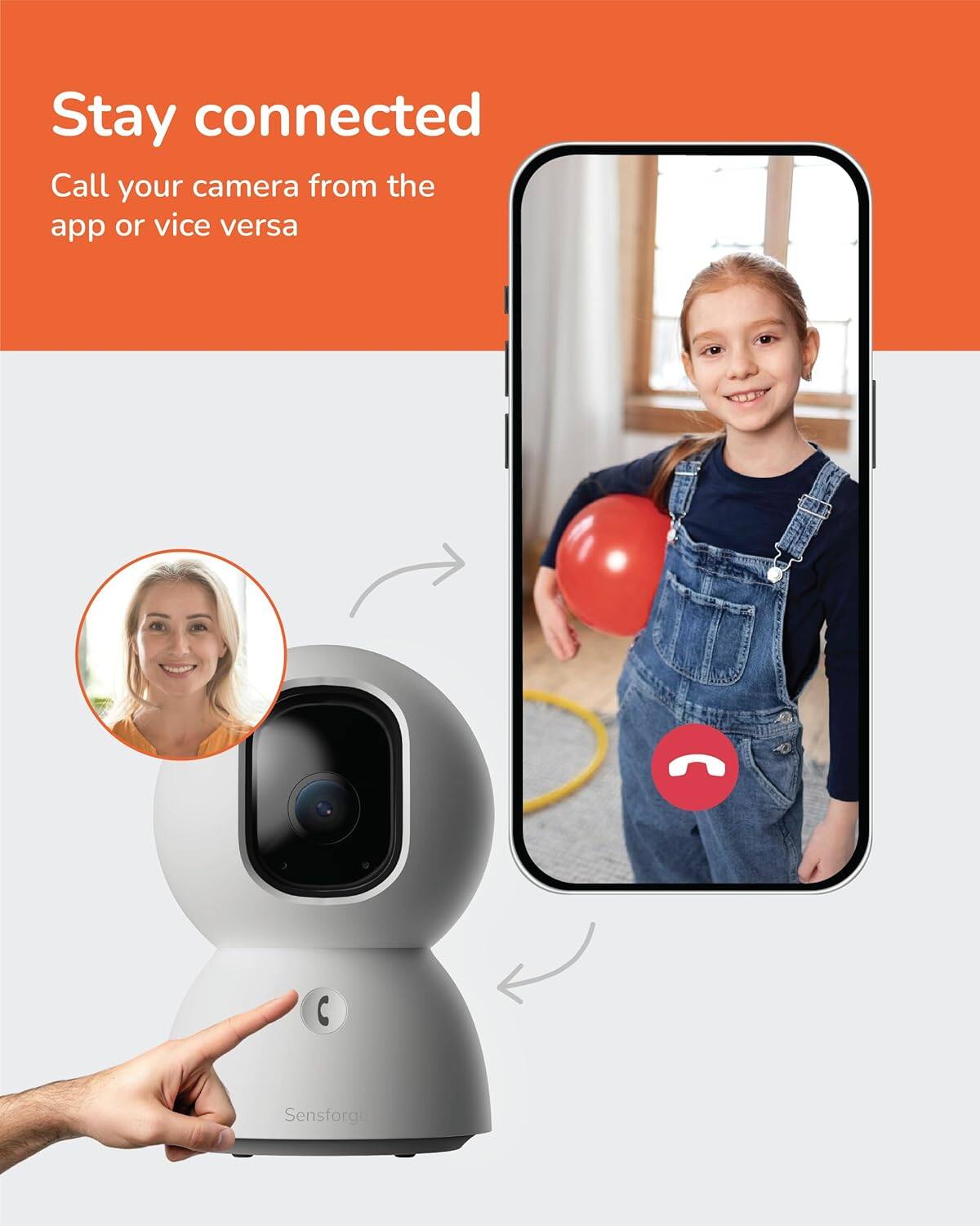 Stay connected  
Call your camera from the app or vice versa