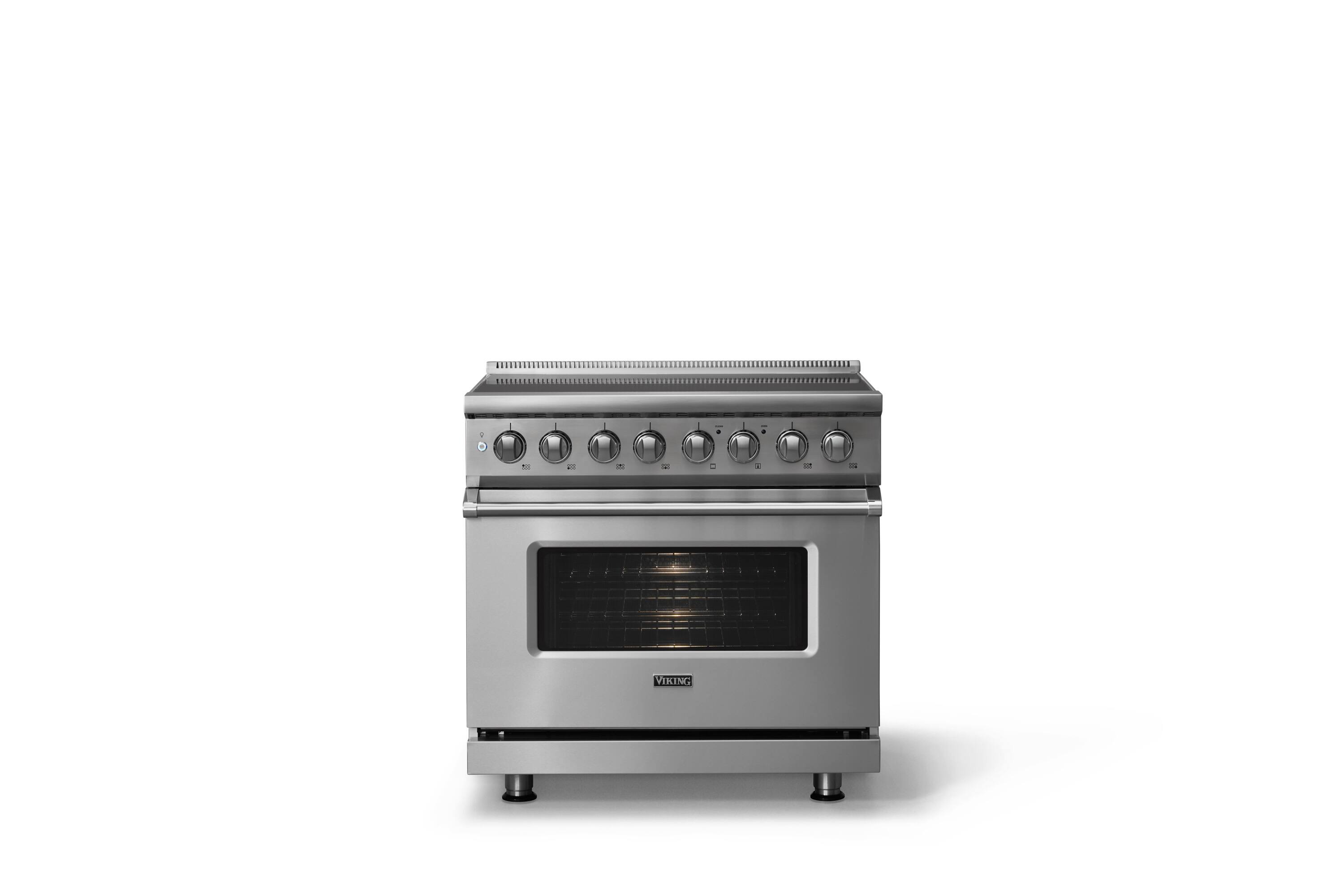 Alt View 1. Viking - 36"W. 5.6 Cu.Ft. Pro5S 6 Element Freestanding Electric Induction Convection Range - Stainless Steel - Stainless Steel.