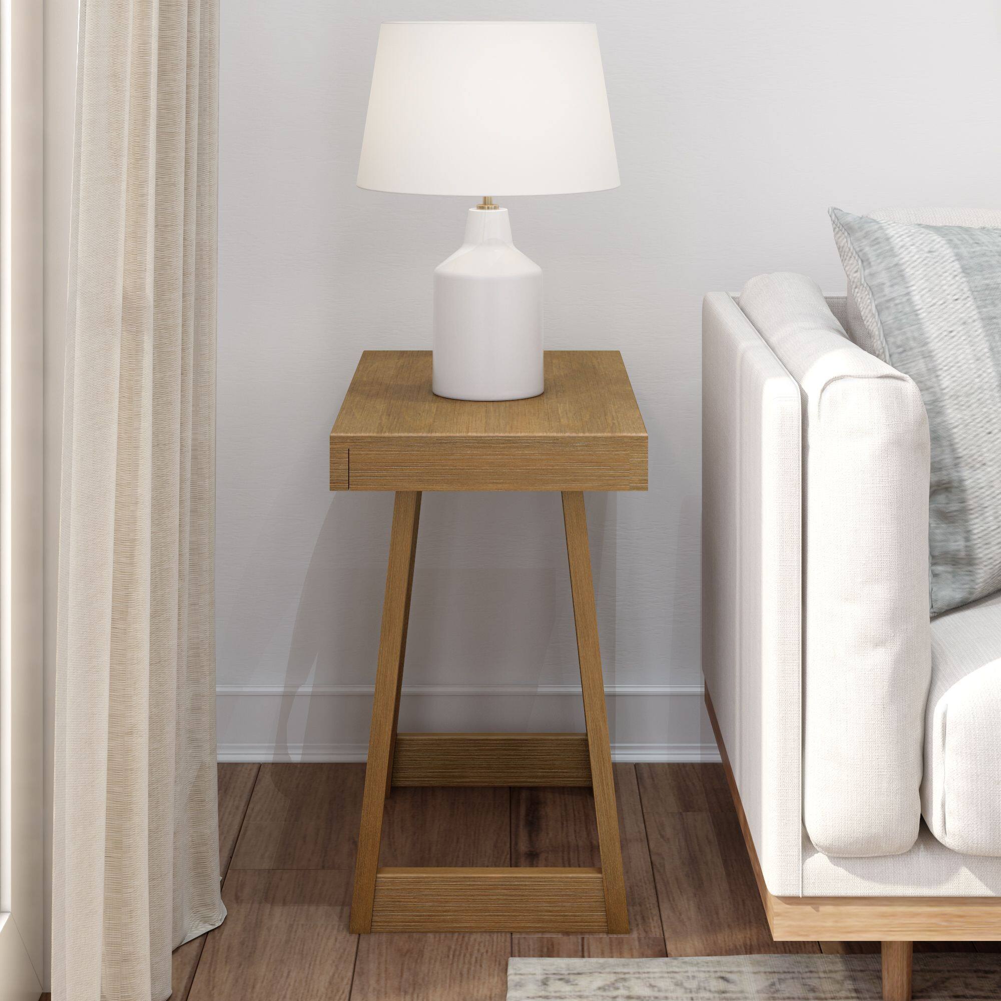 Alt View 1. Plank+Beam - Classic Rectangular Side Table (25in x 15in / 630mm x 375mm), Pecan Wirebrush - Pecan Wirebrush.