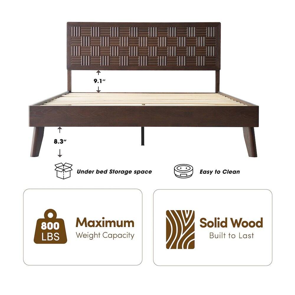 9.1" 8.3" Under bed Storage space Easy to Clean 800 Maximum LBS Weight Capacity Solid Wood Built to Last