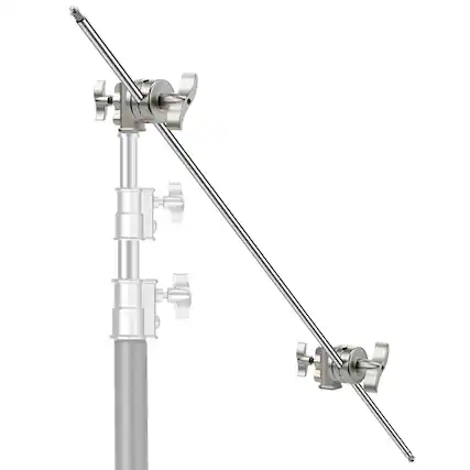 Front. Neewer - 40" Extension Boom Arm with 2 Grip Heads, Aluminum, for Studio - Silver.