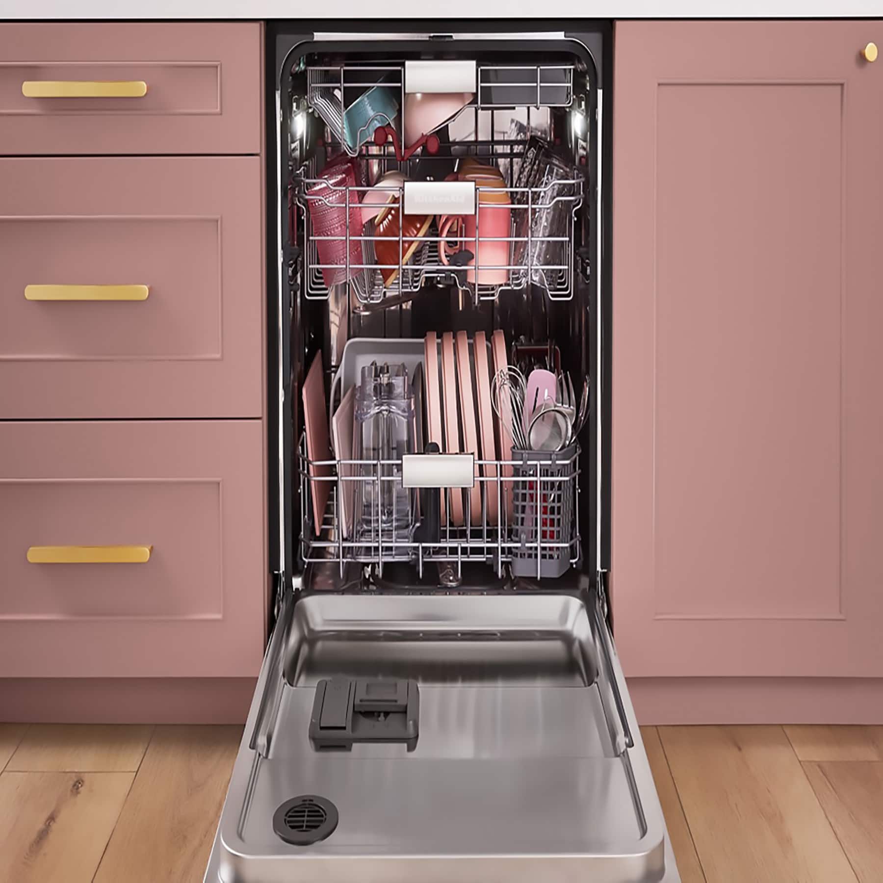 Alt View 14. KitchenAid - 24" Top Control Built-In Stainless Steel Tub Dishwasher with 3rd Rack, LED Interior Lighting, 44 dBA - Black Stainless.