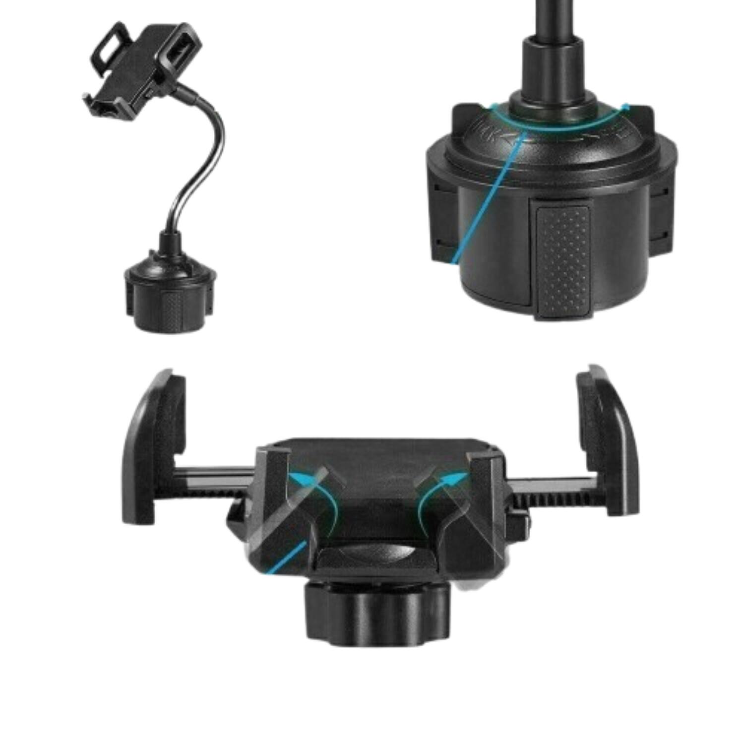 Back. Stock Preferred - Universal Adjustable Gooseneck Car Cup Holder Phone Mount - Black.