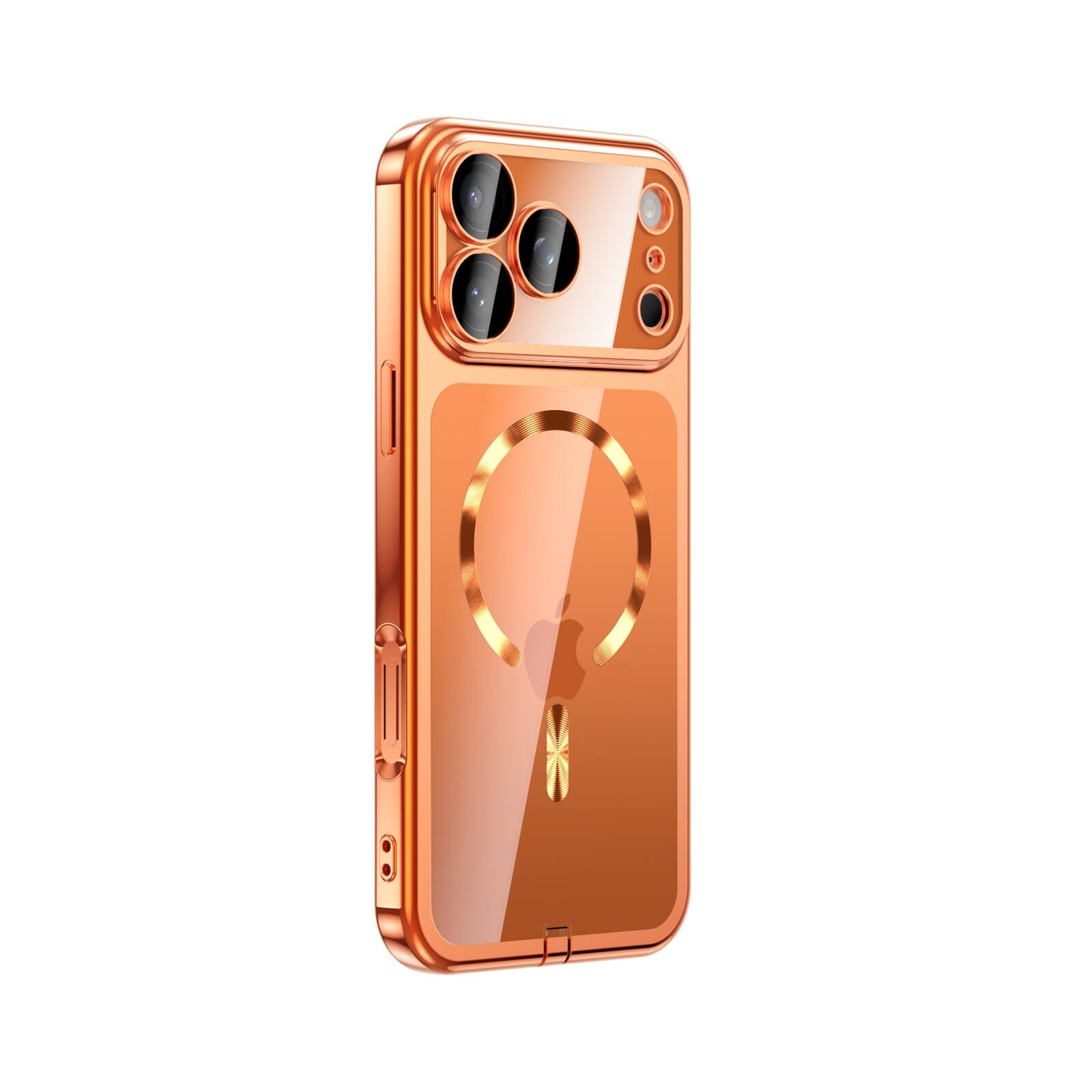Left. UUCOVER - Magnetic Clear Case for Apple iPhone 17 Pro Shockproof Plating TPU Compatible with MagSafe Camera Lens Protector Cover - Orange.