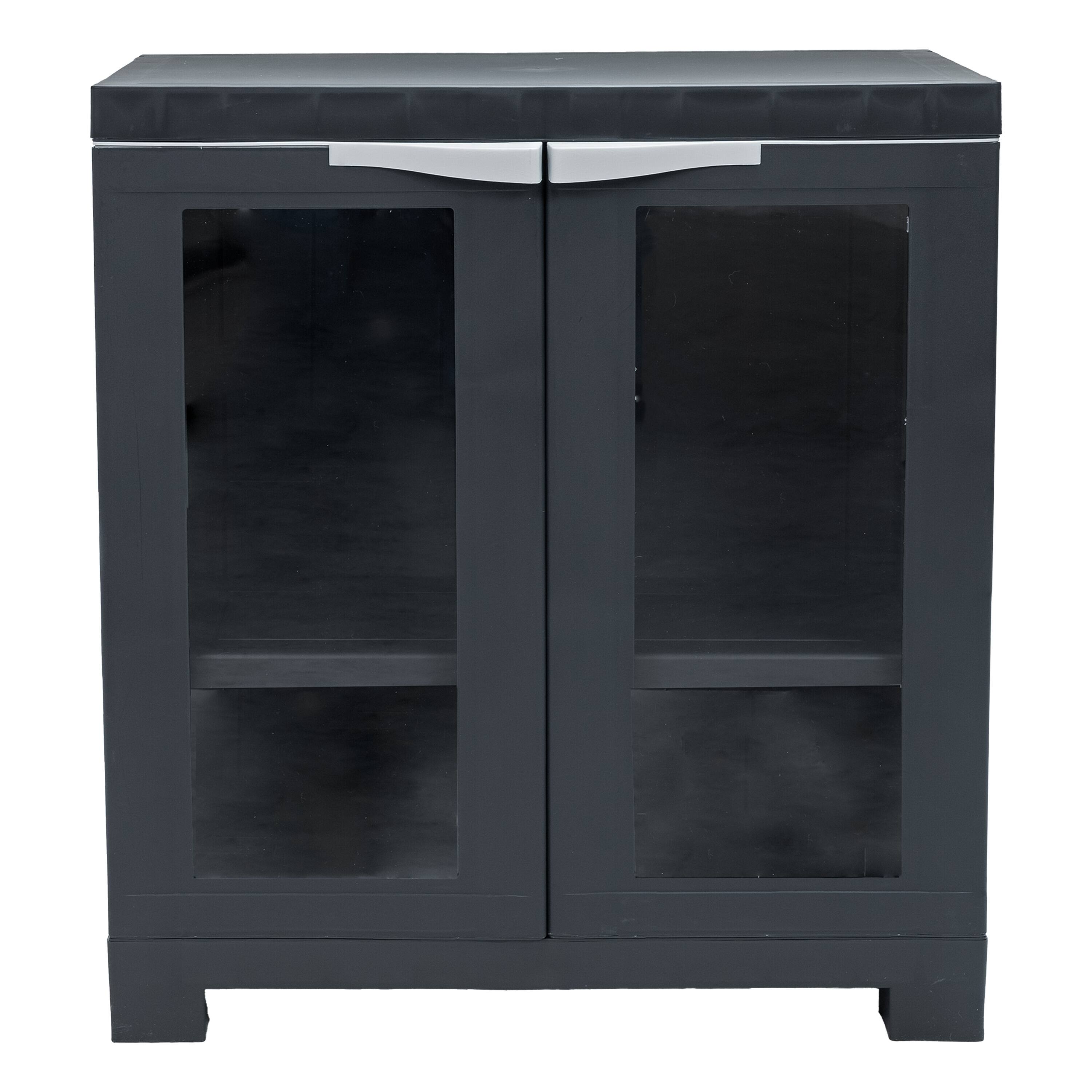 Alt View 6. Sunnydaze - Window-Front Storage Cabinet with Adjustable Shelf - Charcoal.
