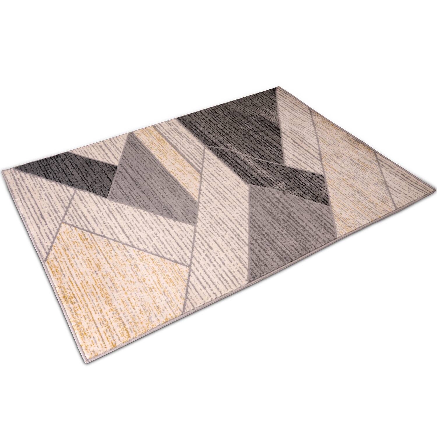 Alt View 2. Deco Home - 5.25' x 7.5' Modern Indoor Area Rug RG02 - Black/Tan.