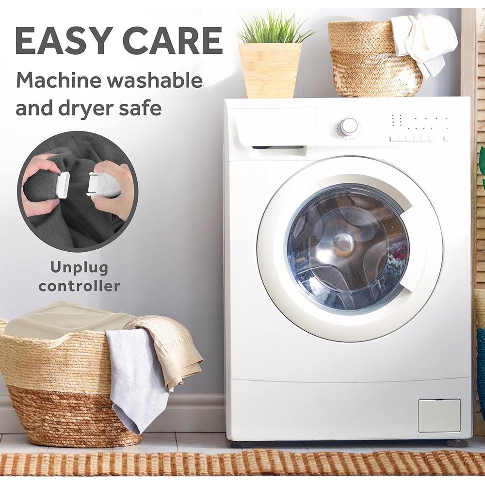 EASY CARE  
Machine washable and dryer safe  

Unplug controller