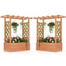 Costway - 2 PCS Raised Garden Bed with Trellis & Hanging Roof Drainage Elevated Planter Box Pending - Orange