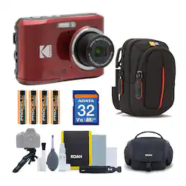 Kodak - PIXPRO FZ45 Friendly Zoom Digital Camera with SD Card, Case Bundle - Red
