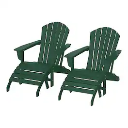 WestinTrends - Dylan Outdoor Adirondack Chair With Ottoman 4-Piece Set - Dark Green