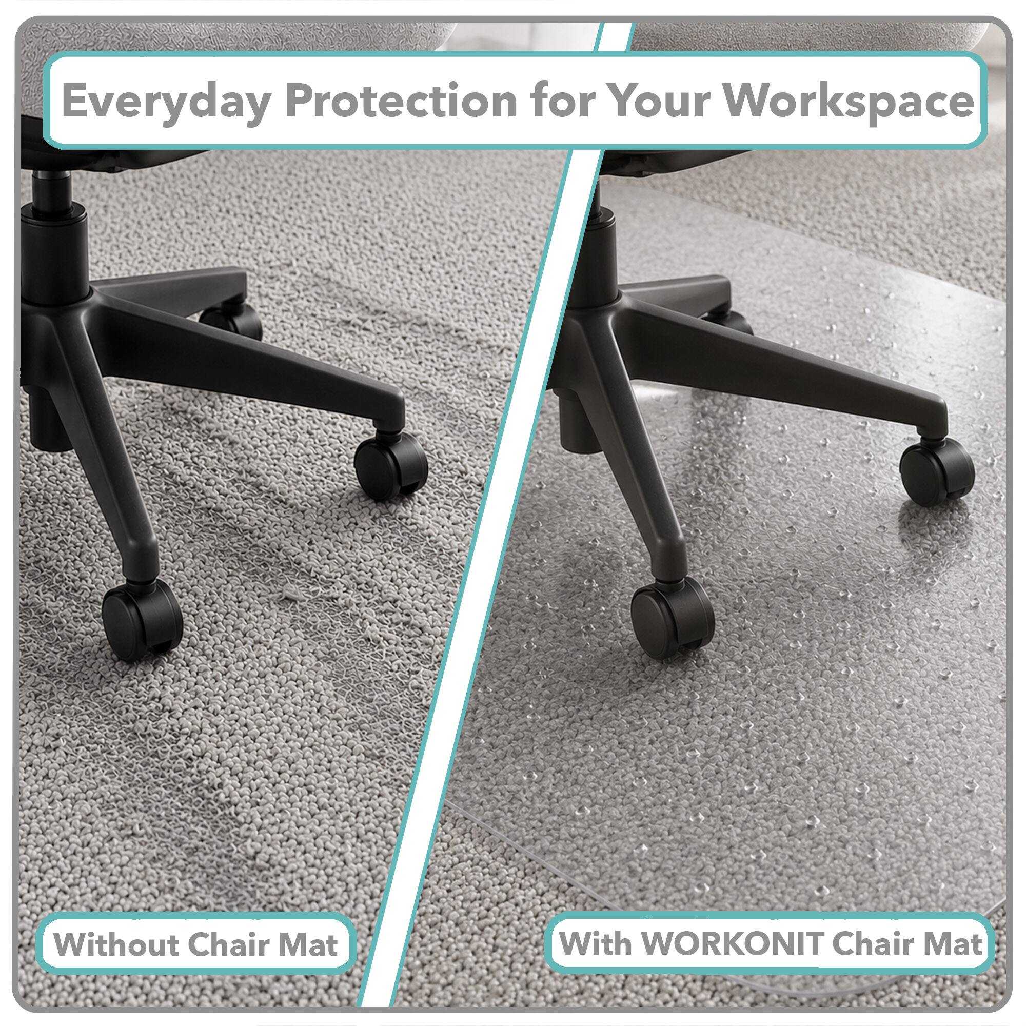 Everyday Protection for Your Workspace

Without Chair Mat

With WORKONIT Chair Mat