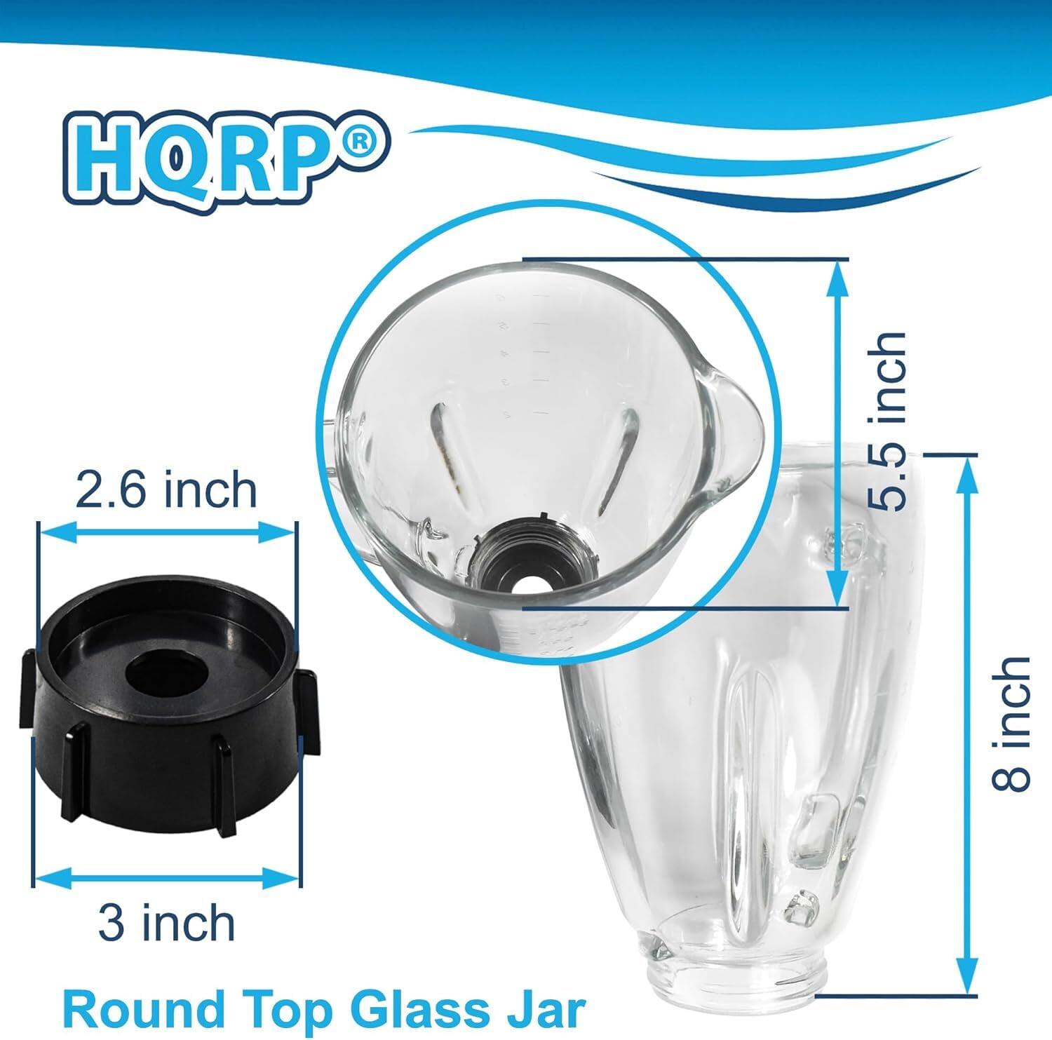HQRP 2.6 inch 5.5 inch 8 inch 3 inch Round Top Glass Jar