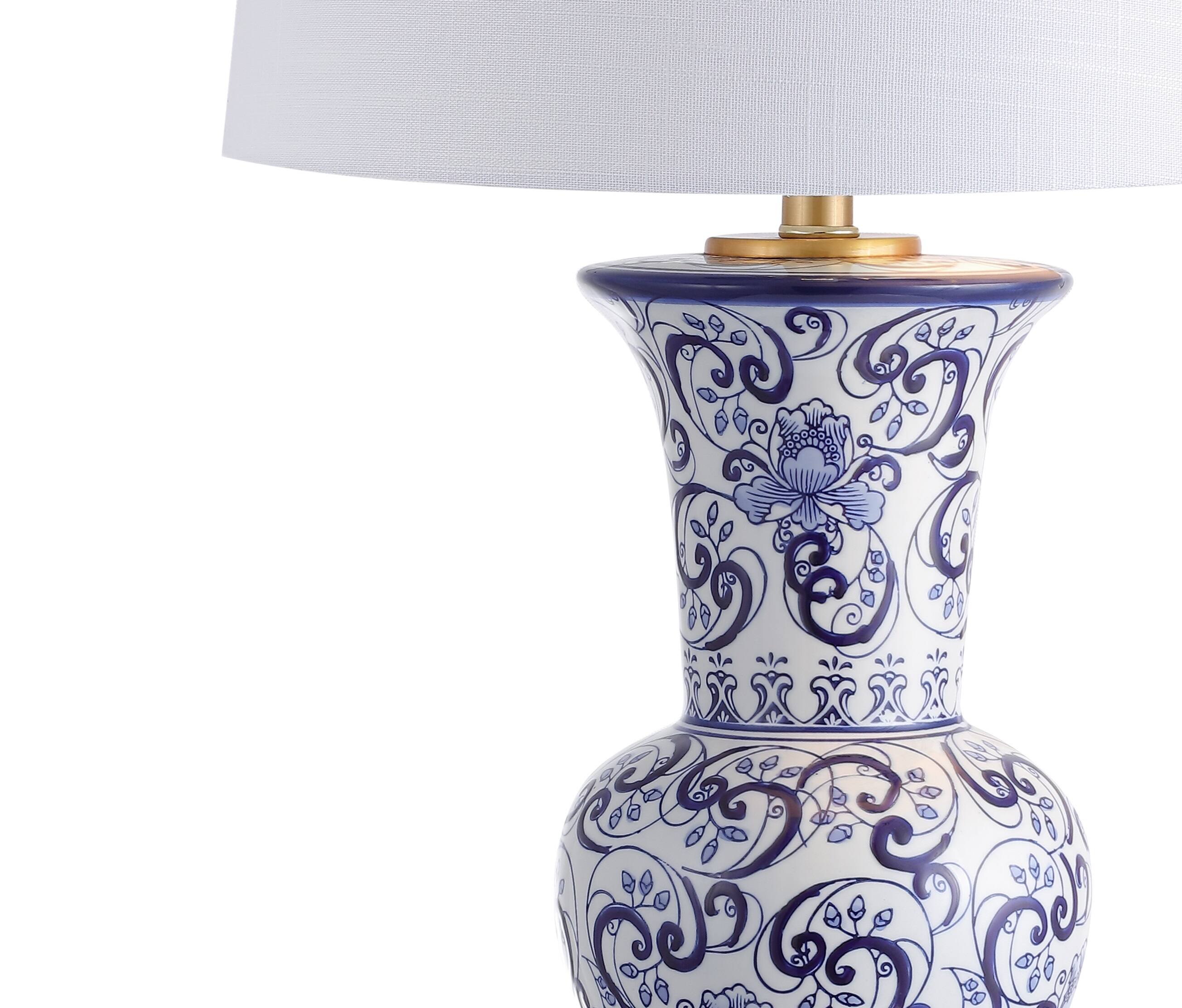 Alt View 6. Jonathan Y - Leo 28.5" Chinoiserie LED Table Lamp, Blue/White - Blue/White.