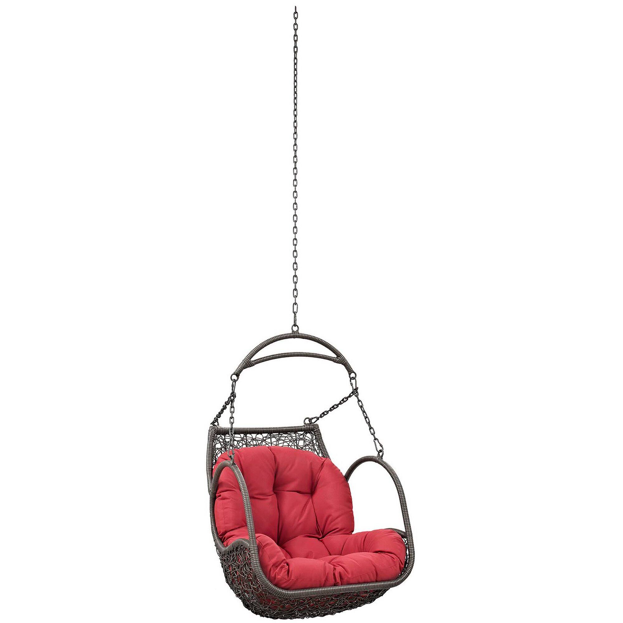 Angle. Modway - Arbor Outdoor Patio Swing Chair Without Stand by Modway - Red.