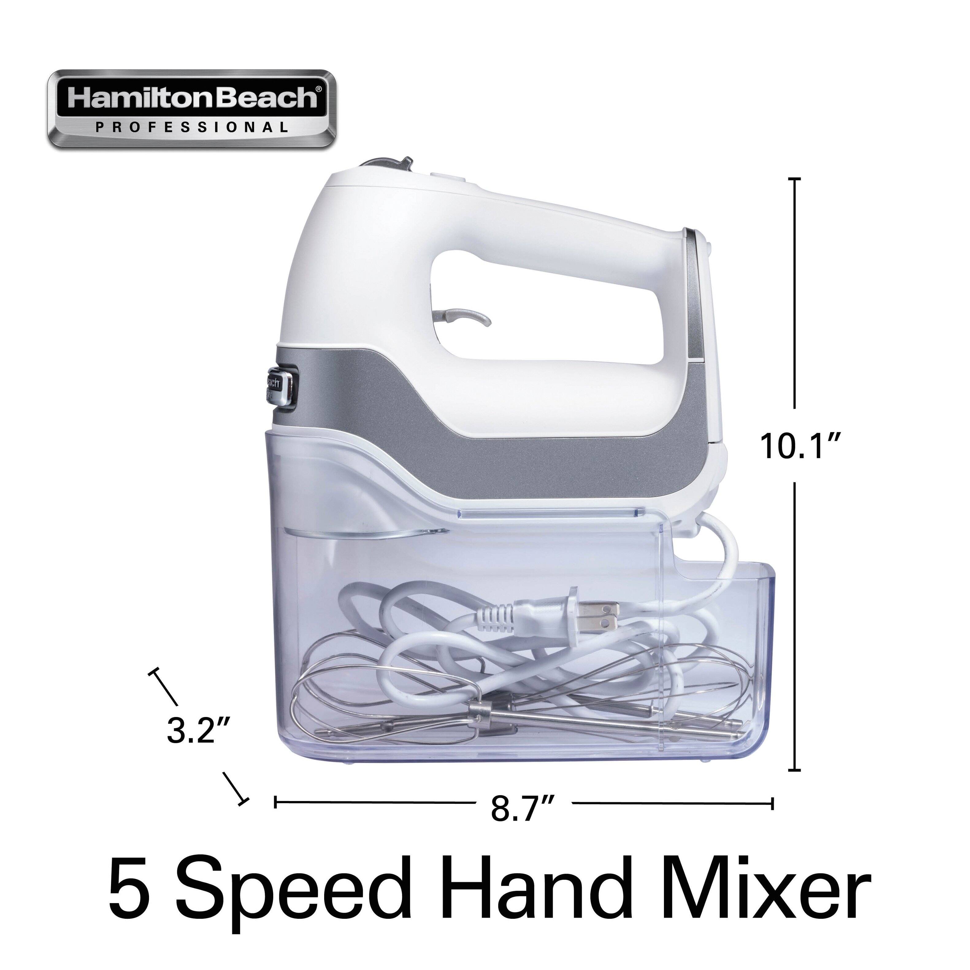 Hamilton Beach Professional  
5 Speed Hand Mixer  
10.1" x 8.7" x 3.2"