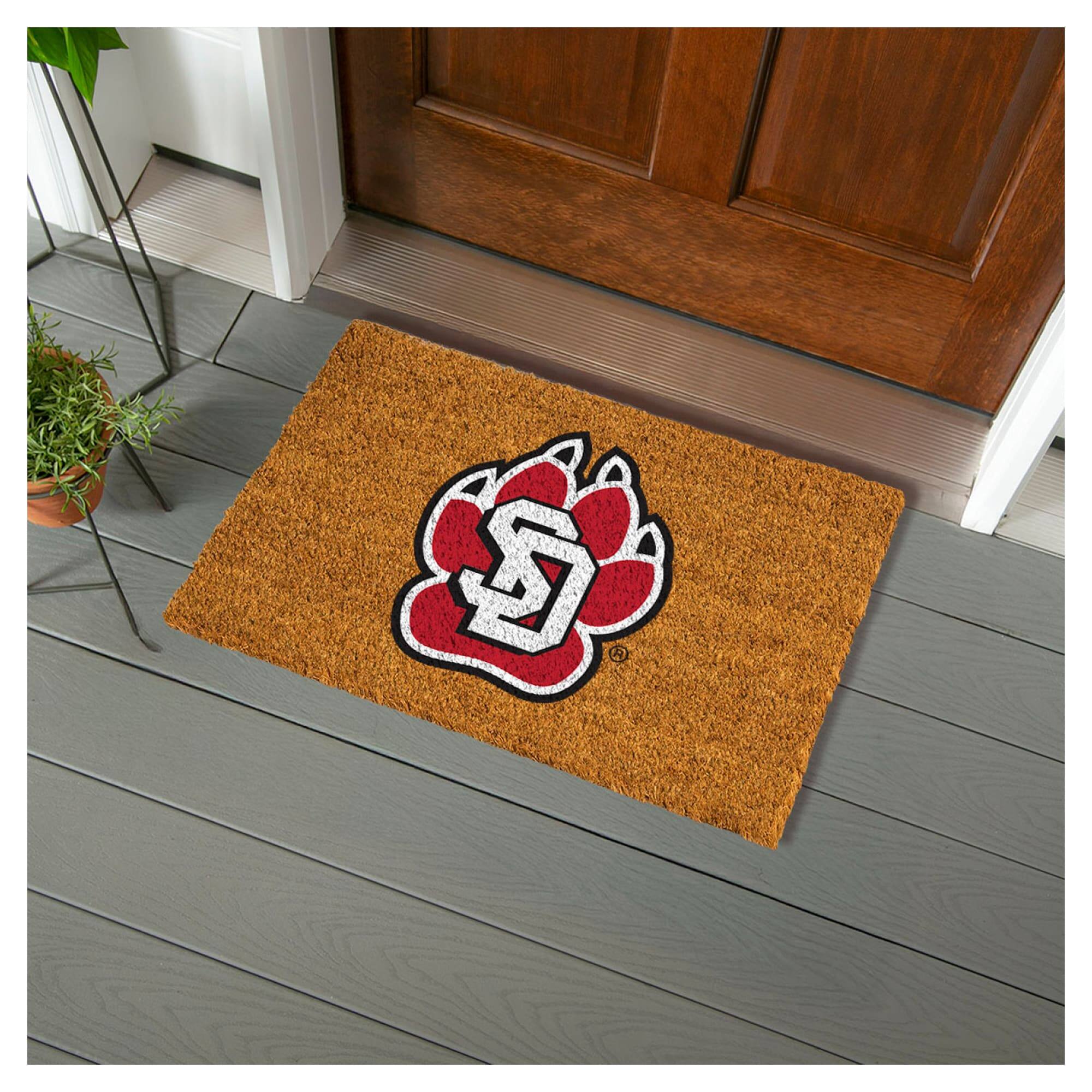 Alt View 1. Evergreen Enterprises - South Dakota Coyotes 28" x 16" Team Logo Outdoor Coir Mat - Multicolor.