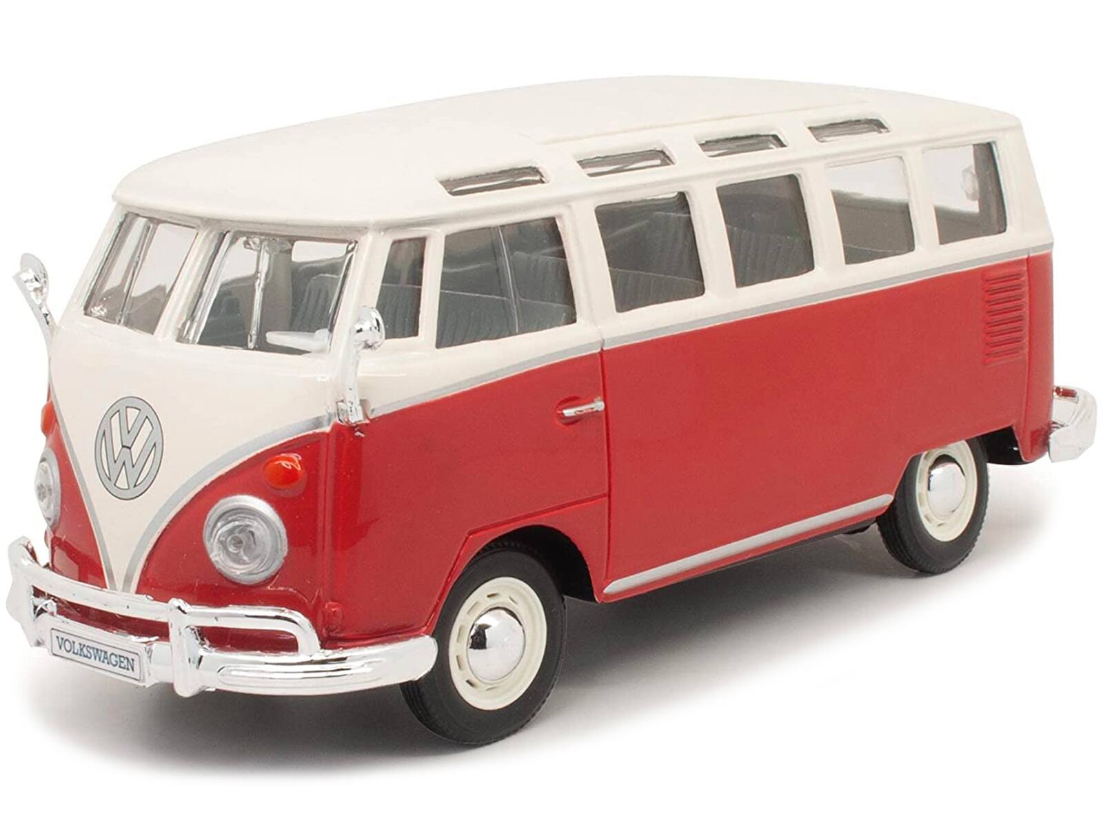 Alt View 1. Maisto - Volkswagen Van Samba Bus Red and White 1/25 Diecast Model by Maisto.