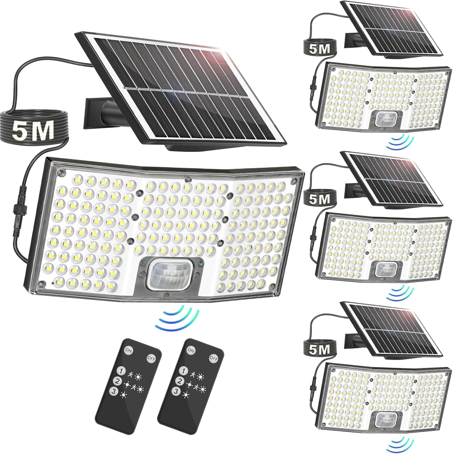 Nordic Hygge - 4-Pack Solar Flood Lights Outdoor Motion Sensor 4000LM LED Solar Light with Remote