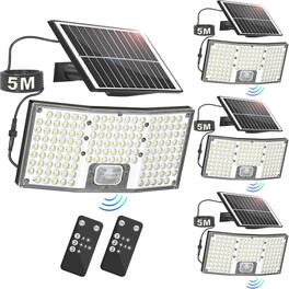 Nordic Hygge - 4-Pack Solar Flood Lights Outdoor Motion Sensor 4000LM LED Solar Light with Remote