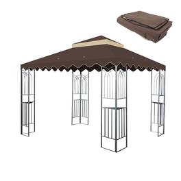 APRILSOUL - 10x10 Ft Patio Gazebo Replacement Canopy Double Tiered Gazebo Tent Roof Top Cover Only wavy border Frame Not Include