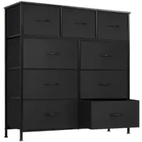 Bestier - 9 Drawer 39.37 in. Fabric Storage Tower Dresser Wooden Top for Kid Room, Closet, Entryway, Nursery - Black - Front_Zoom