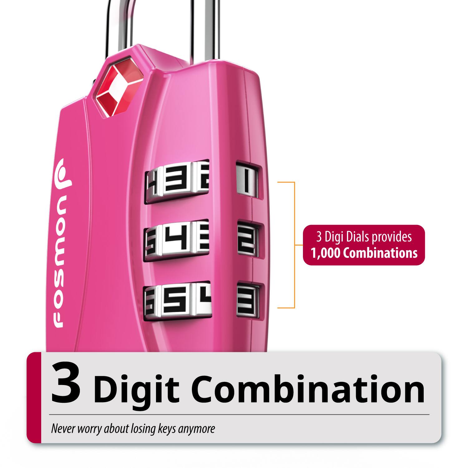 C L H  E D I 14  ..  3 Digi Dials provides  1,000 Combinations fosmon i S  3 Digit Combination Never worry about losing keys anymore