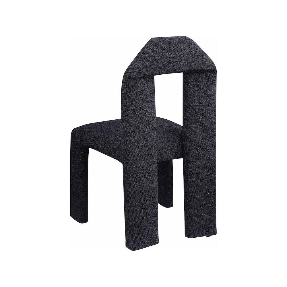Alt View 4. Meridian Furniture - Bennett Black Boucle Fabric Dining Chair, Set of 2 - Black.