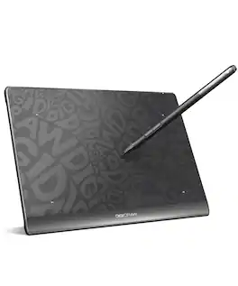 DigiDraw - T410 Drawing Tablet for Graphics Drawing, 6.3 inch with 16384 Stylus Battery-free Pen - Black