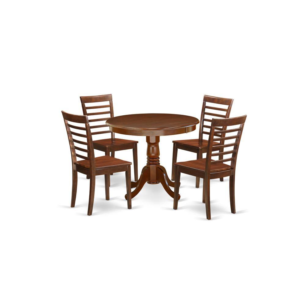 Angle. East West Furniture - Dining Room Set Mahogany - Brown.