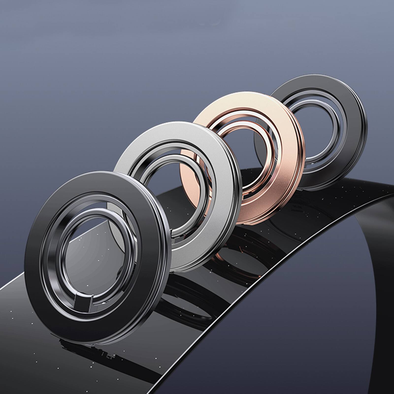 Alt View 4. UUCOVER - Magnetic Phone Ring Holder Kickstand 360° Rotation Compatible with MagSafe Dual-Sided Strong Magnet Finger Grip Stand - Silver.