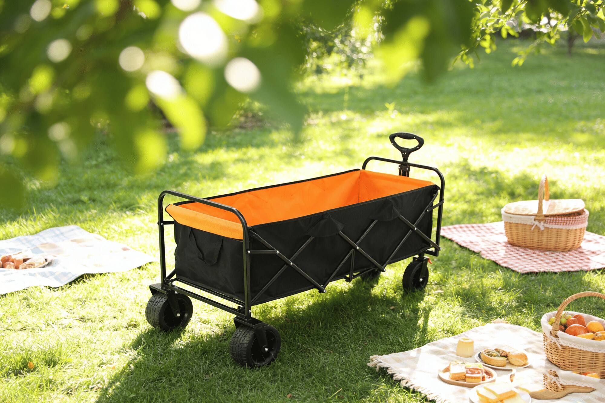 Alt View 2. Loheer - Loheer Extra Long Folding Wagon Beach Cart Large Capacity Heavy Duty Garden Shopping Collapsible Utility Cart.
