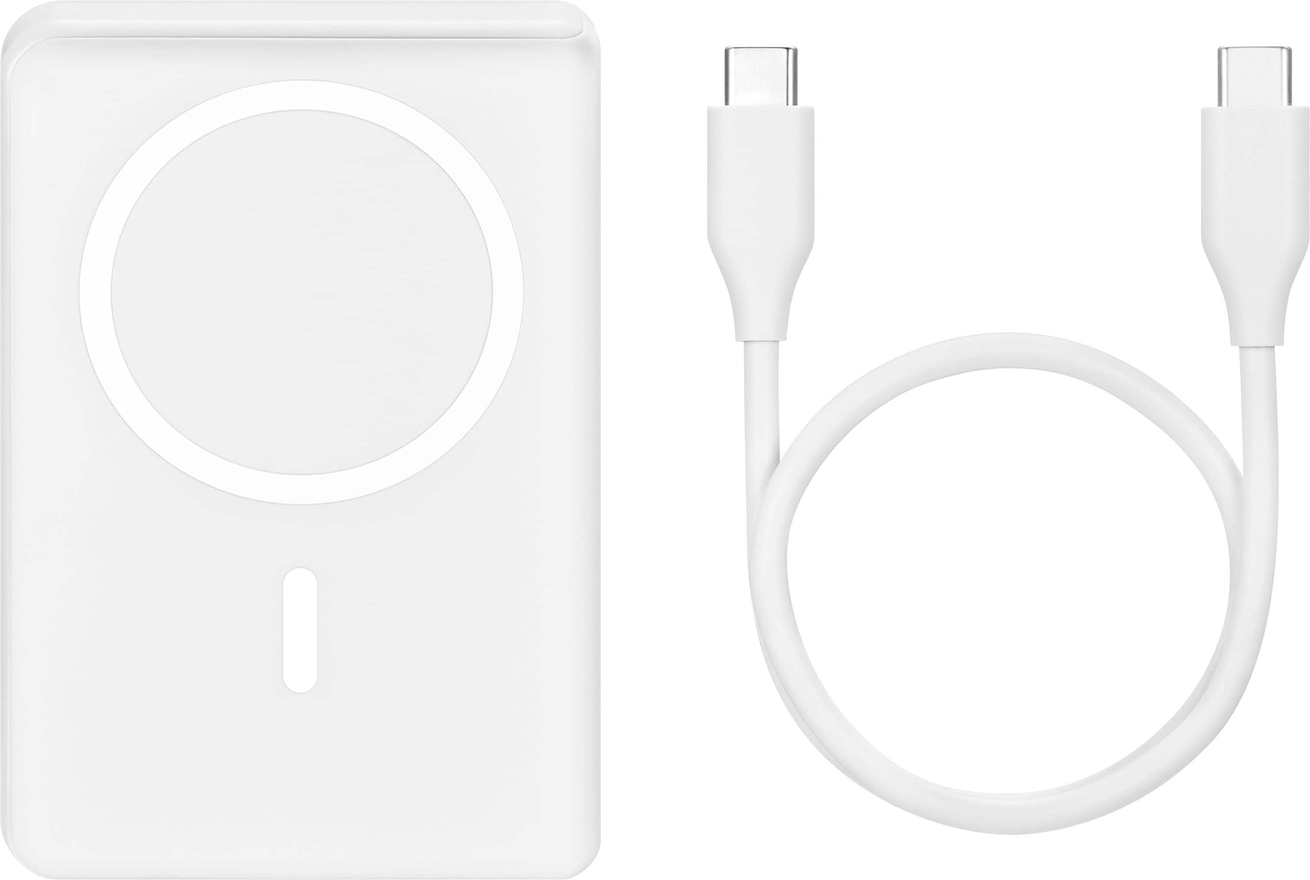 Alt View 3. Best Buy essentials™ - 5,000mAh Magnetic Wireless Portable Charger for iPhone and Most USB-C Devices - White.