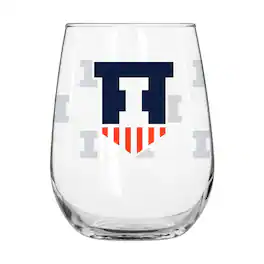Logo Brands - Illinois Fighting Illini 16oz. Satin-Etched Logo Curved Beverage Glass - Multicolor