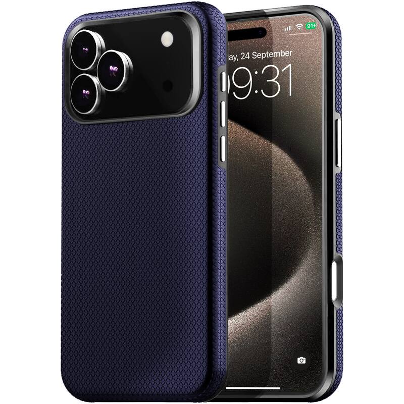 Entronix - Rugged Case for iPhone 17 Pro - Shockproof and Anti-Slip Design - Navy Blue