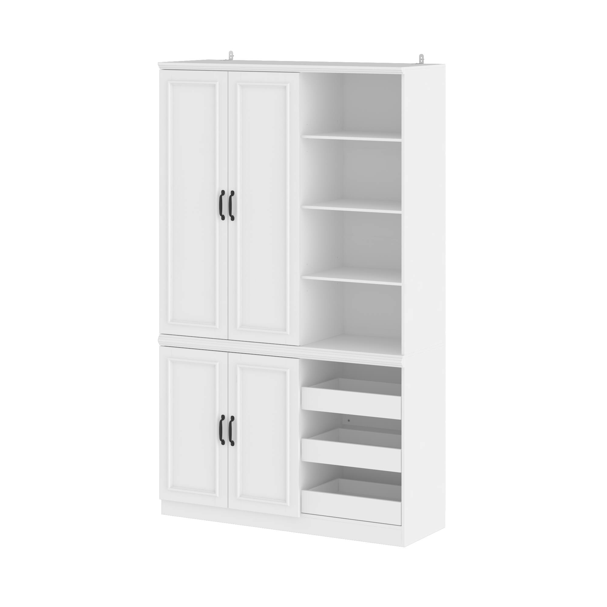 Angle. Famapy - Famapy Multi - Tier Storage Display Cabinet with Drawers & Anti - Tip Design - White.