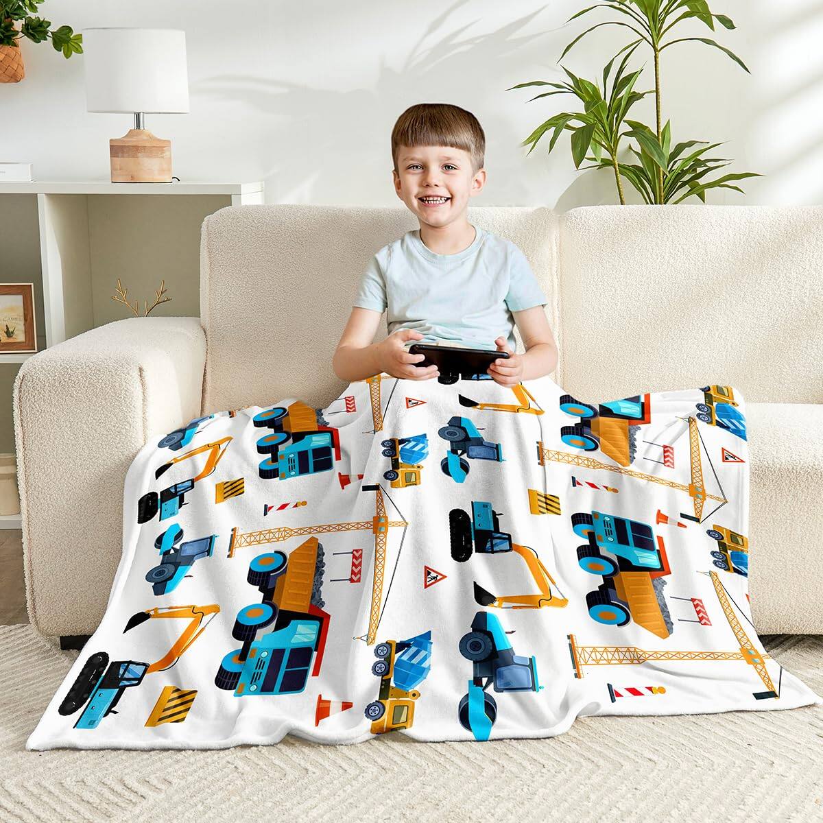 Left. Pacoar Cade - Construction Truck Blankets For And Cute Blanket Sofa Couch Bed Teens Birthday Choice. 【Material and Size】: High - Wildflower-50x60.
