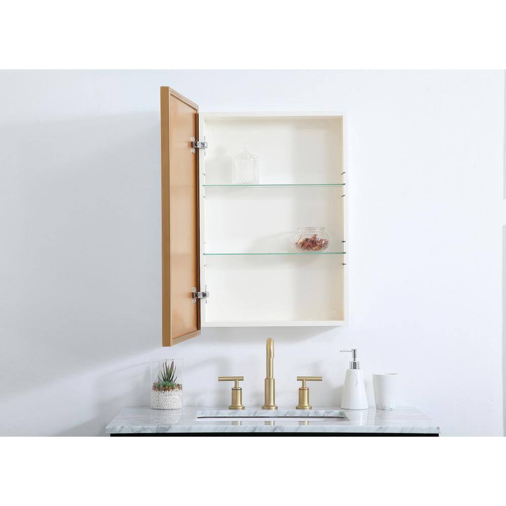 Alt View 2. Elegant Decor - Metal mirror medicine cabinet 20 inch x 28 inch in Brass - Brass.