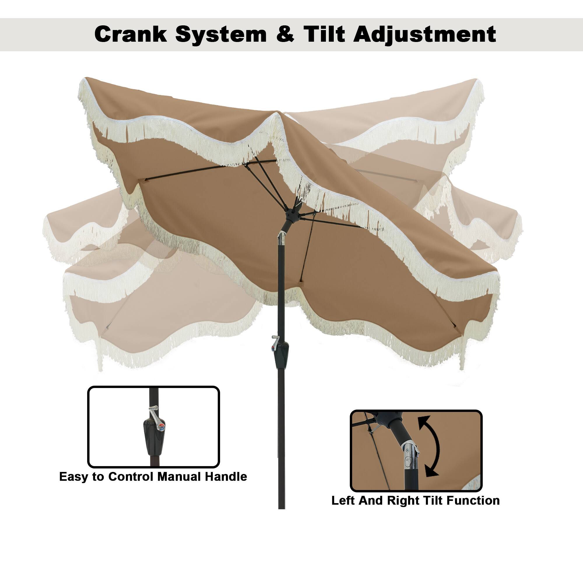 Crank System & Tilt Adjustment

Easy to Control Manual Handle

Left And Right Tilt Function